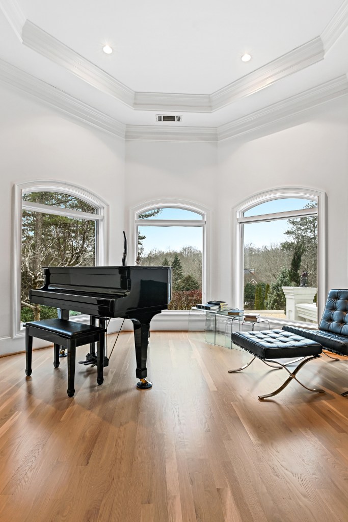White oak floors professionally refinished using Nordic Seal for a soft, natural finish in this North Atlanta home.