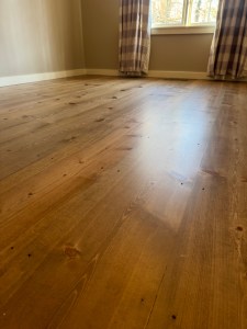 Pine hardwood floor finished with LOBA Hybrid satin water-based finish