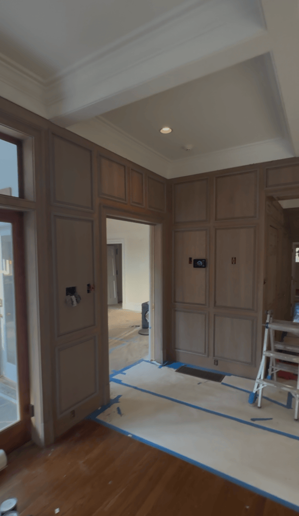 Refinished solid oak paneling in Rubio Monocoat Linen — Classy Flooring ATL, Buckhead Atlanta, completed January 2026