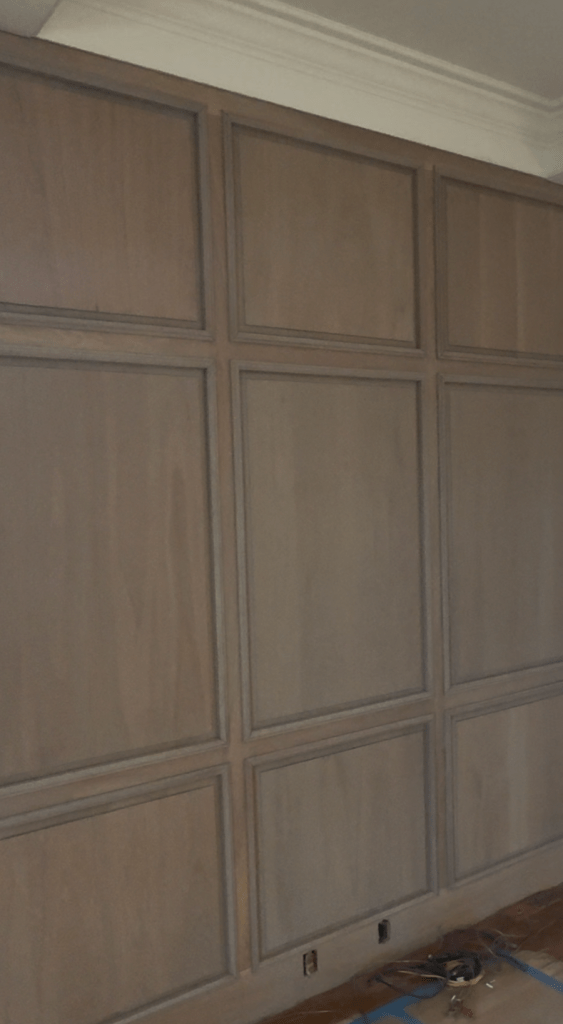 Refinished solid oak paneling in Rubio Monocoat Linen — Classy Flooring ATL, Buckhead Atlanta, completed January 2026