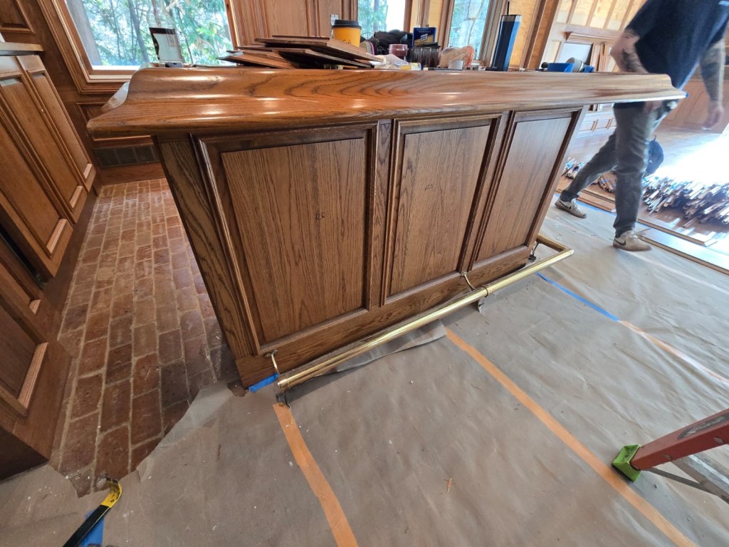 Floor protection installed before paneling refinishing — Buckhead residence, Classy Flooring ATL