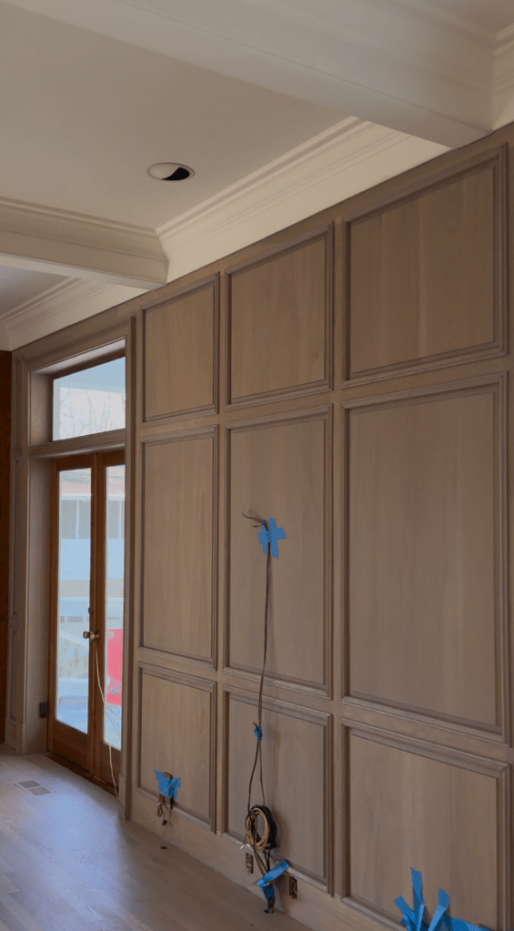 Completed oak paneling refinished in Rubio Monocoat Linen — Classy Flooring ATL, Buckhead residence, January 2026